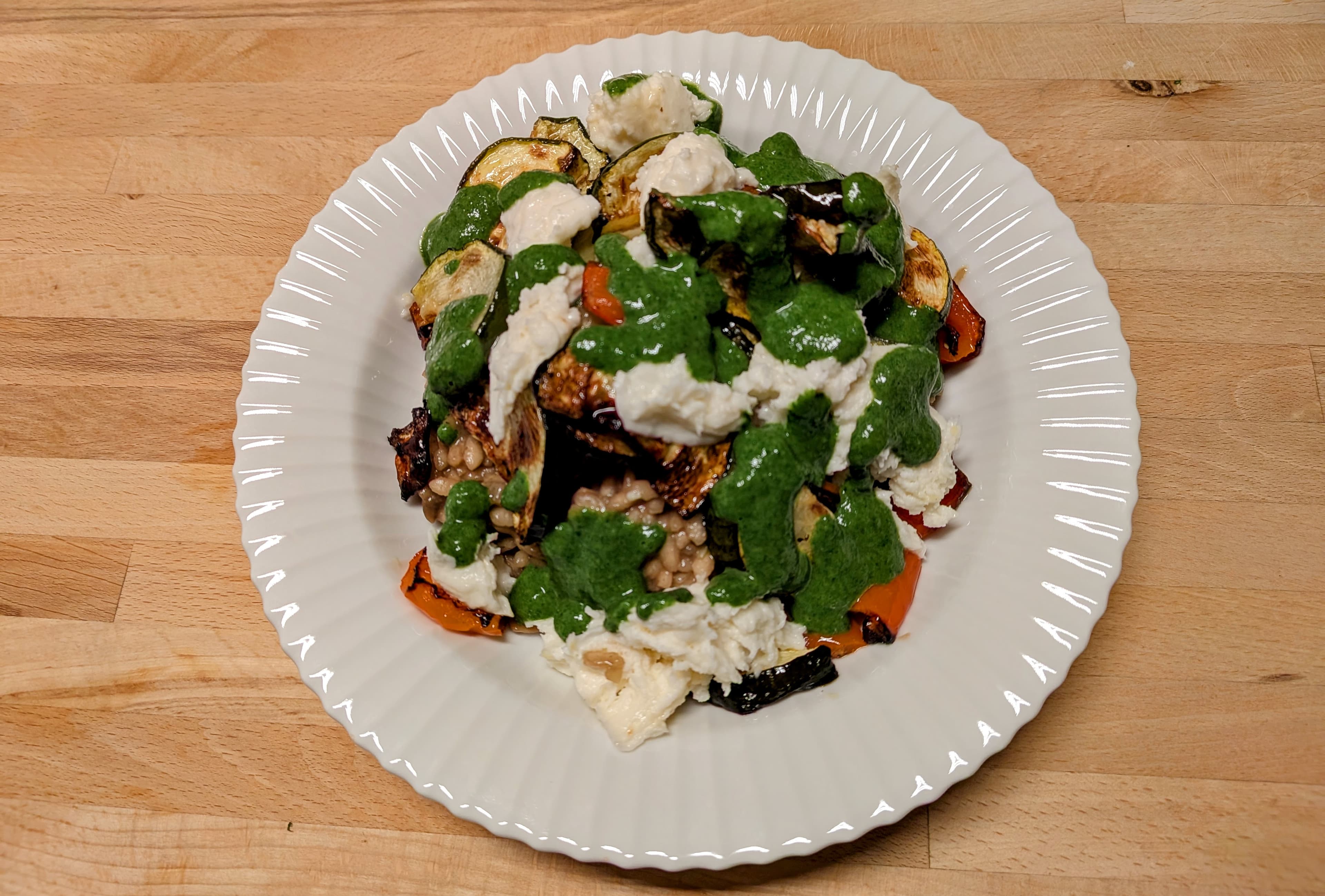 Risotto ai funghi med bagte grøntsager